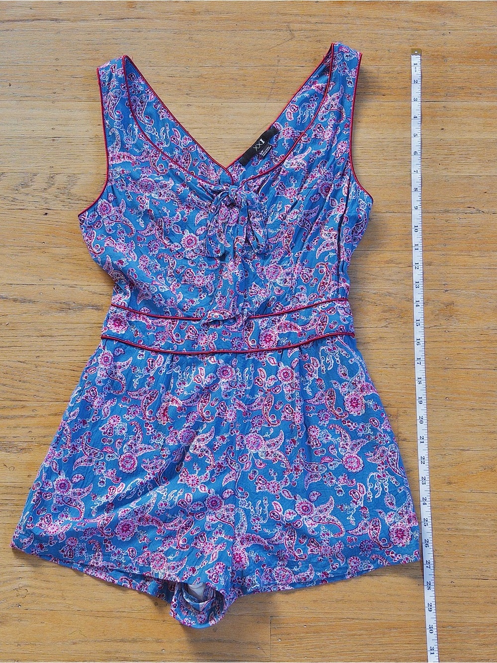 Vintage Forever 21 Twee Blue Floral Paisley One-Piece Romper (S)